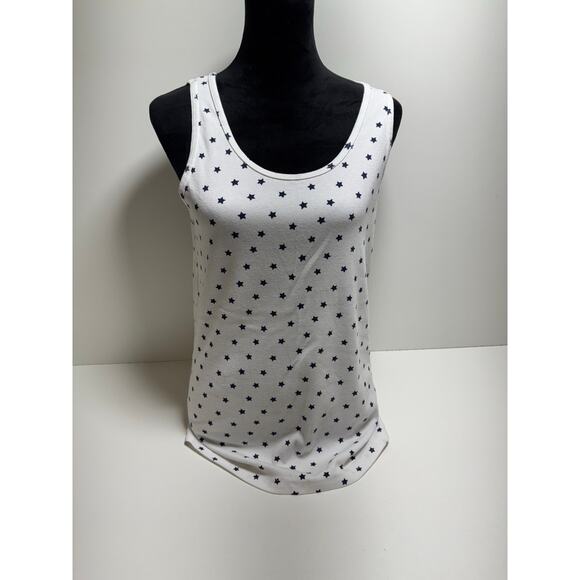 Time And Tru Women’s Tank Top Plus Size 2XL White Blue Stars Patriotic Summer - Picture 1 of 8